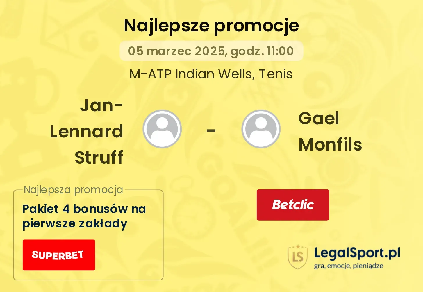 Jan-Lennard Struff - Gael Monfils promocje bukmacherskie