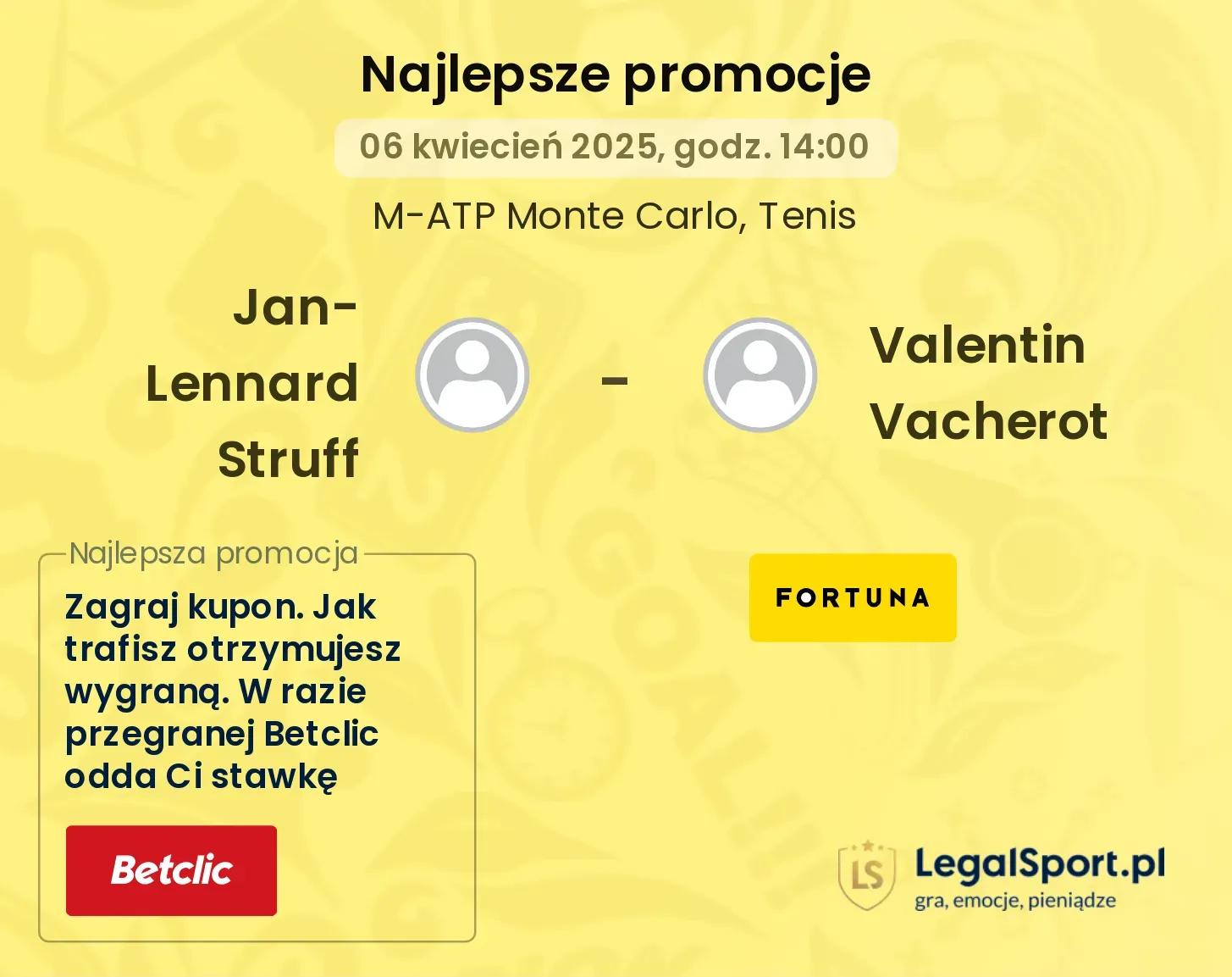 Jan-Lennard Struff - Valentin Vacherot promocje u bukmacherów