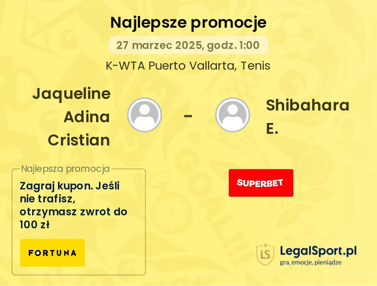 Jaqueline Adina Cristian - Shibahara E. promocje u bukmacherów