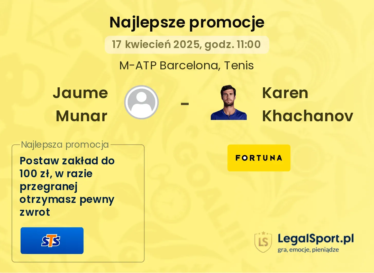 Jaume Munar - Karen Khachanov promocje u bukmacherów