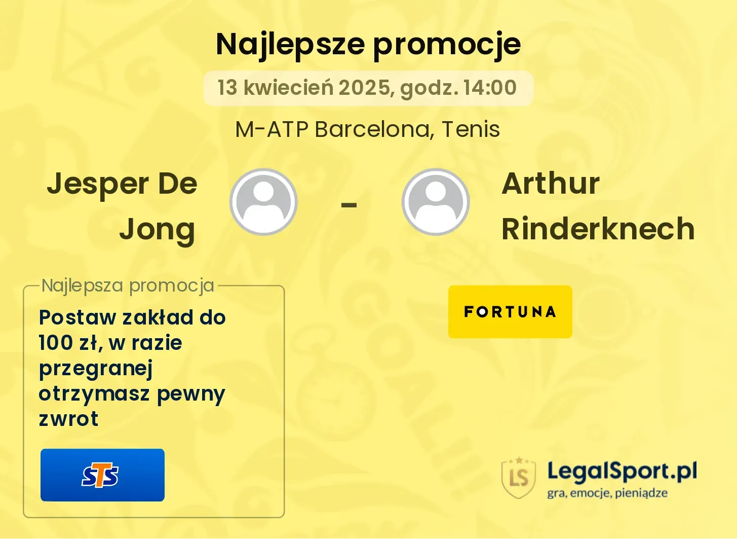 Jesper De Jong - Arthur Rinderknech promocje bukmacherskie