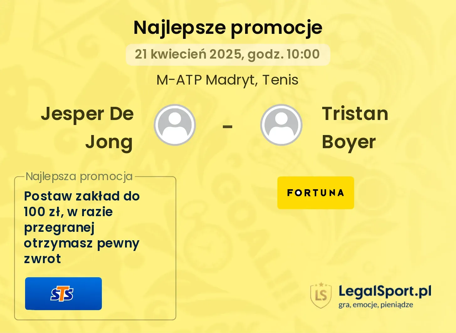 Jesper De Jong - Tristan Boyer promocje bukmacherskie