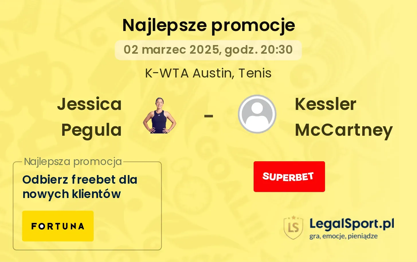 Jessica Pegula - Kessler McCartney promocje bukmacherskie