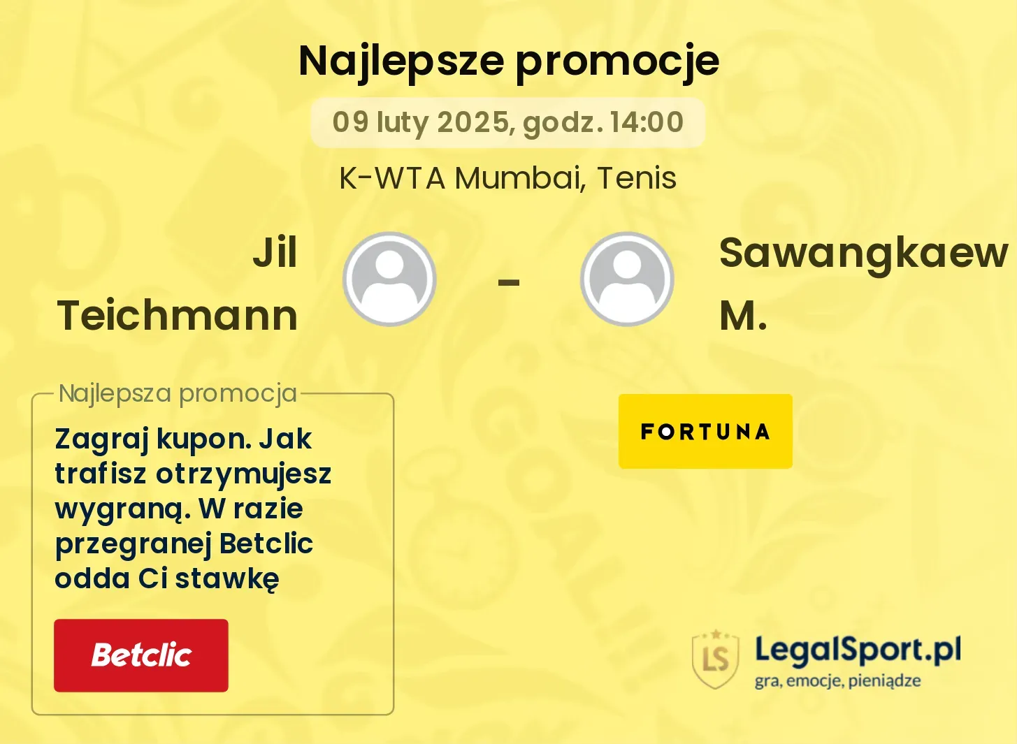 Jil Teichmann - Sawangkaew M. promocje bukmacherskie