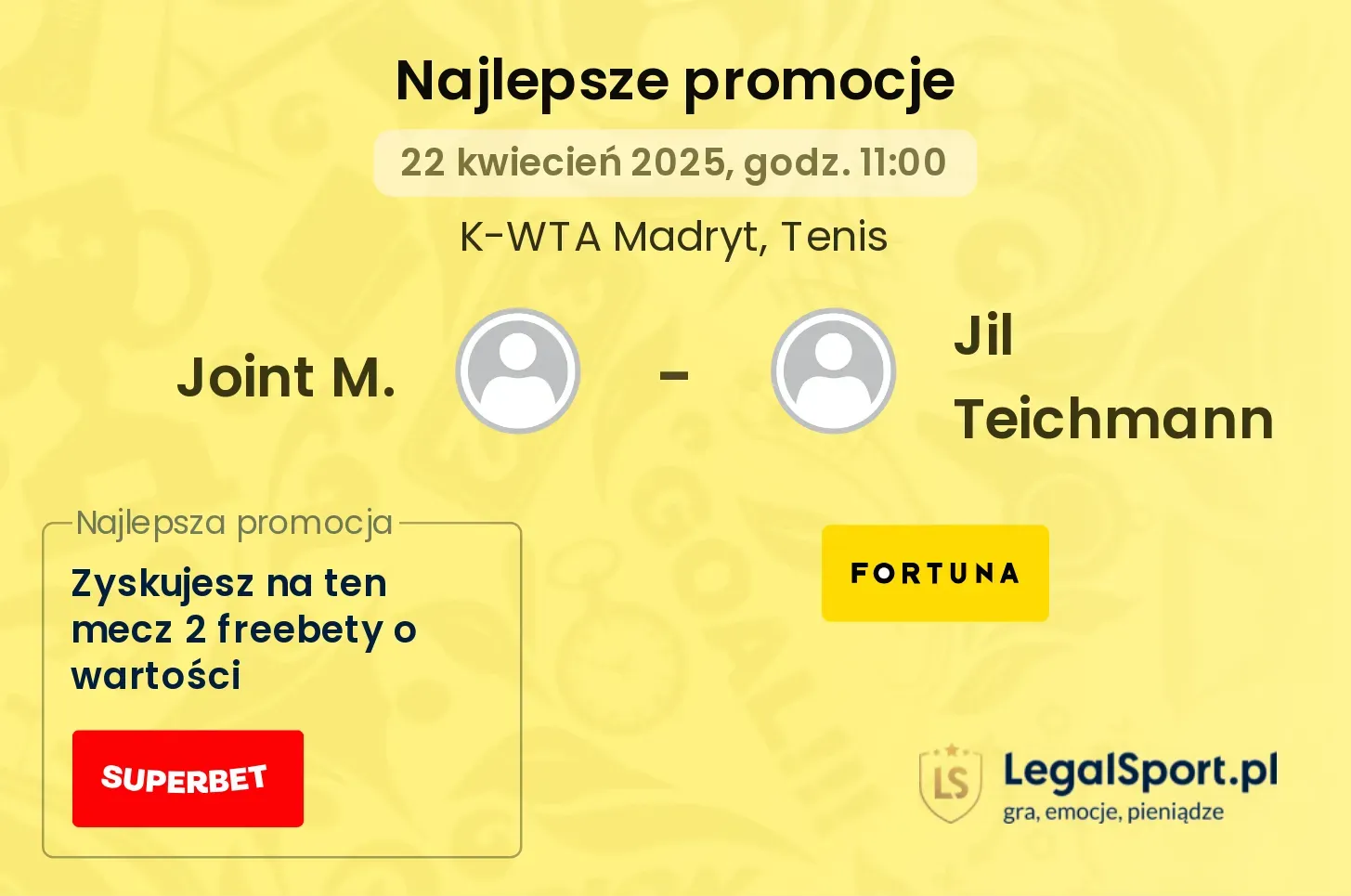 Joint M. - Jil Teichmann promocje bukmacherskie