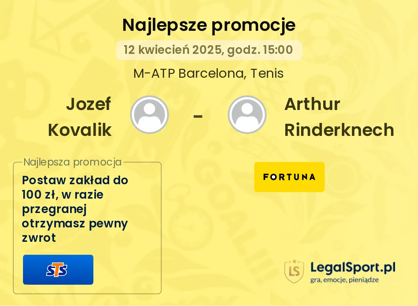 Jozef Kovalik - Arthur Rinderknech promocje bukmacherskie