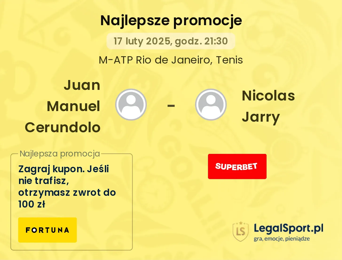Juan Manuel Cerundolo - Nicolas Jarry promocje bukmacherskie