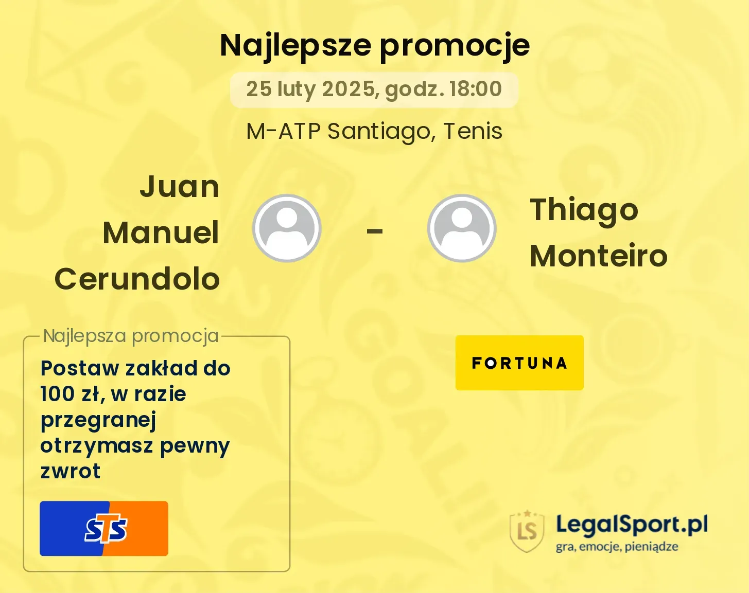 Juan Manuel Cerundolo - Thiago Monteiro promocje u bukmacherów