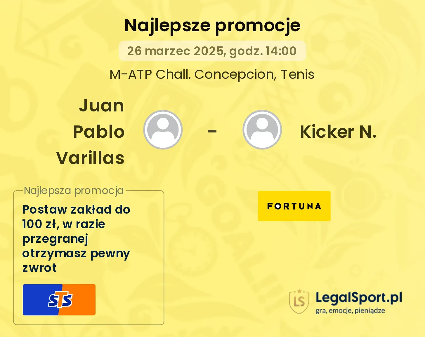 Juan Pablo Varillas - Kicker N. promocje u bukmacherów