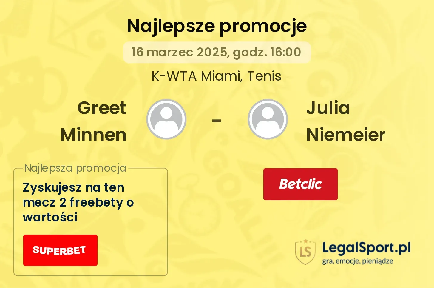 Greet Minnen - Julia Niemeier promocje u bukmacherów