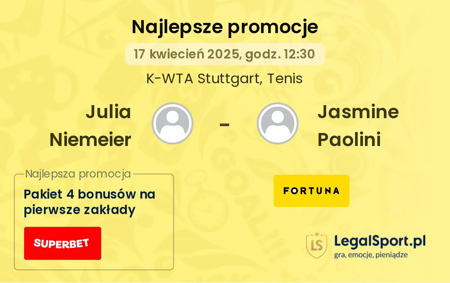 Julia Niemeier - Jasmine Paolini promocje bukmacherskie
