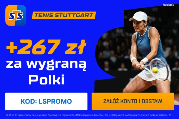STS: 267 zł za wytypowanie wygranej Polki lub Polaka w meczu turnieju ATP/WTA Madryt