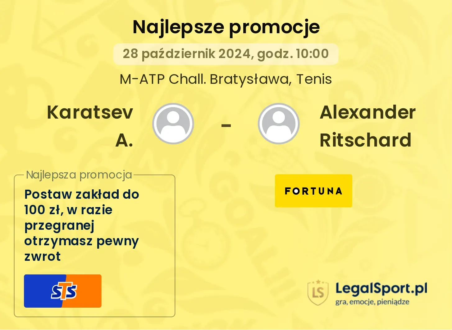 Karatsev A. - Alexander Ritschard promocje u bukmacherów 28.10, 10:00