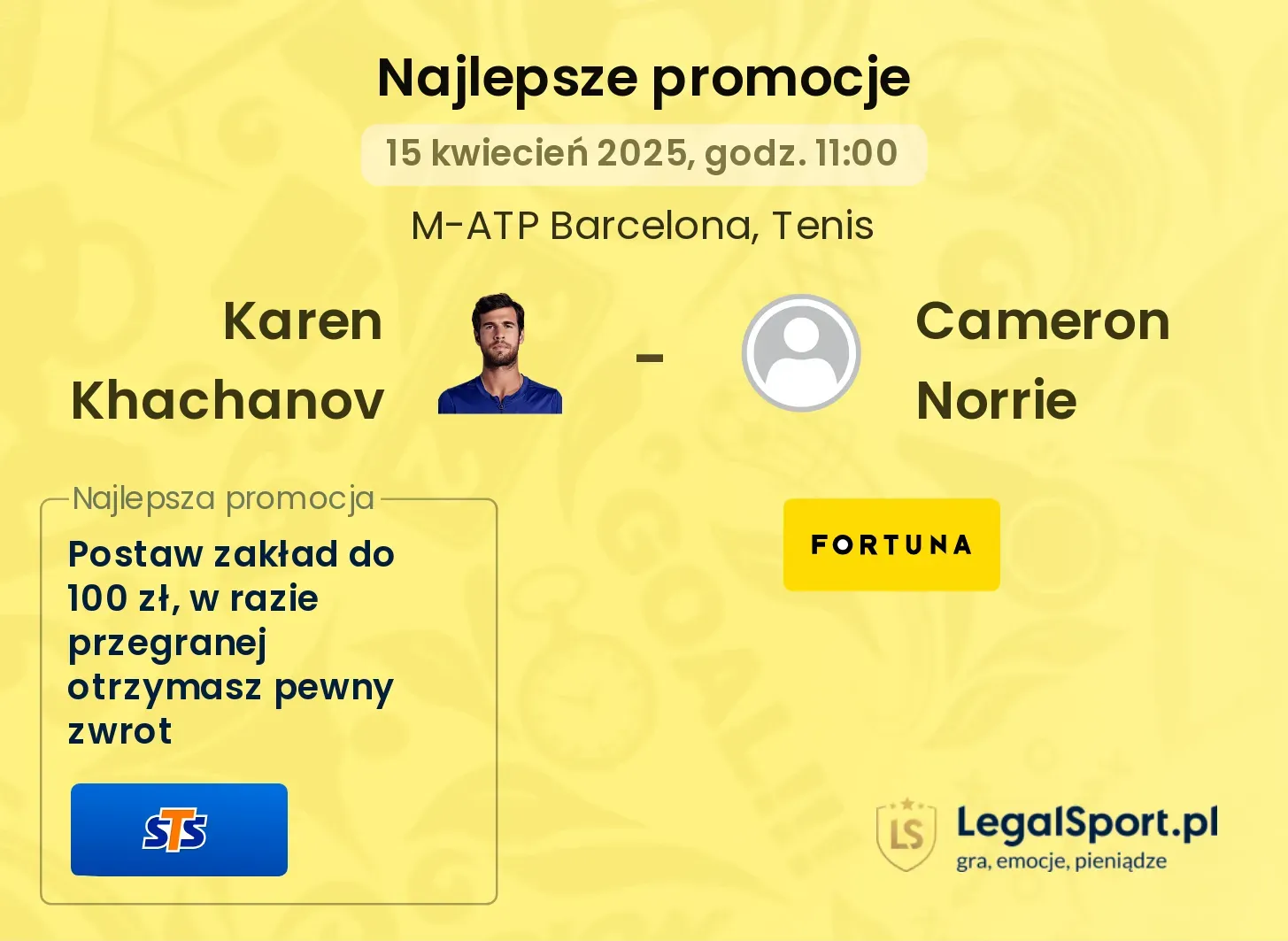 Karen Khachanov - Cameron Norrie promocje u bukmacherów