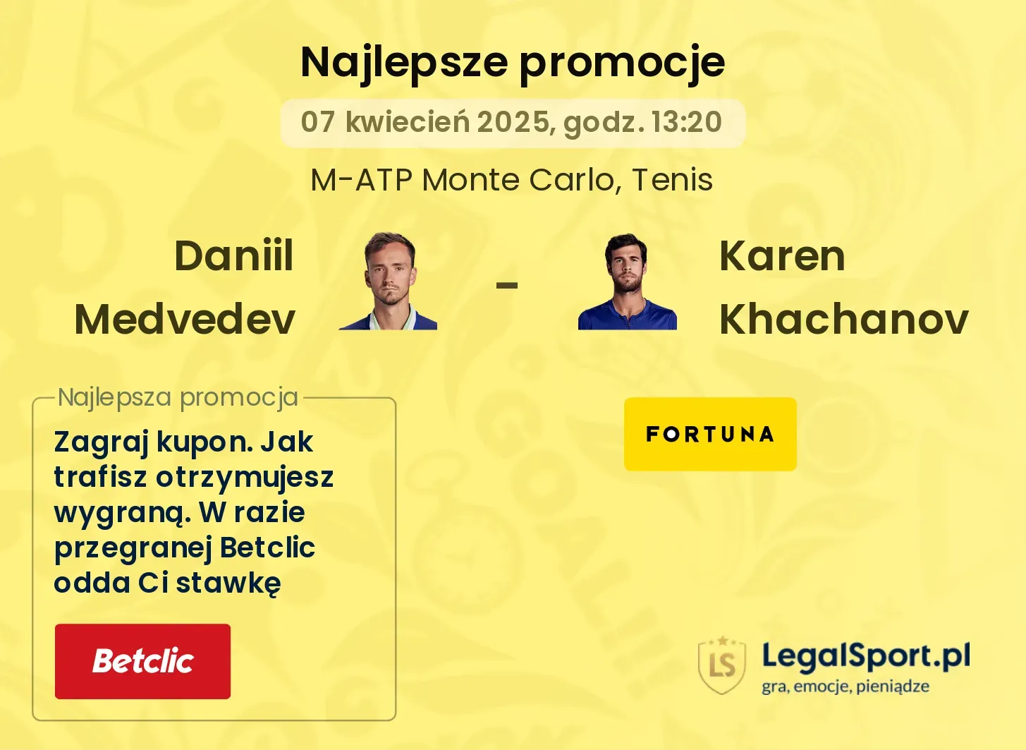 Daniil Medvedev - Karen Khachanov promocje bukmacherskie