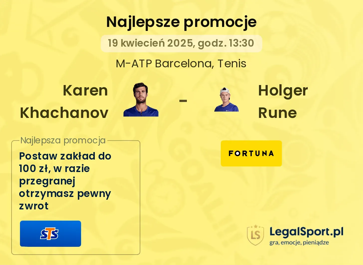 Karen Khachanov - Holger Rune promocje bukmacherskie