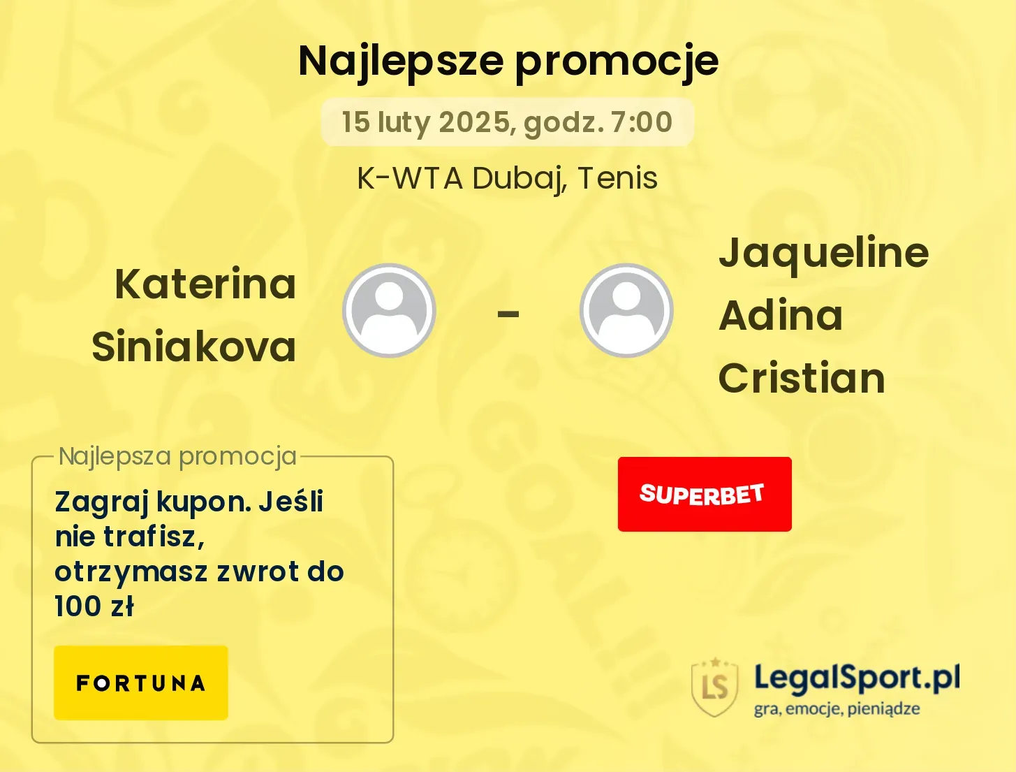 Katerina Siniakova - Jaqueline Adina Cristian promocje u bukmacherów