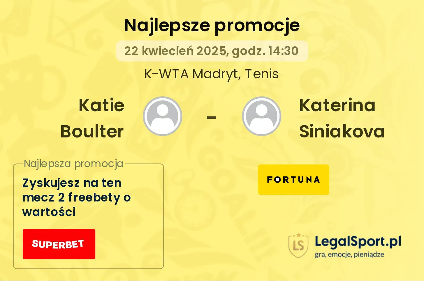 Katie Boulter - Katerina Siniakova promocje bukmacherskie
