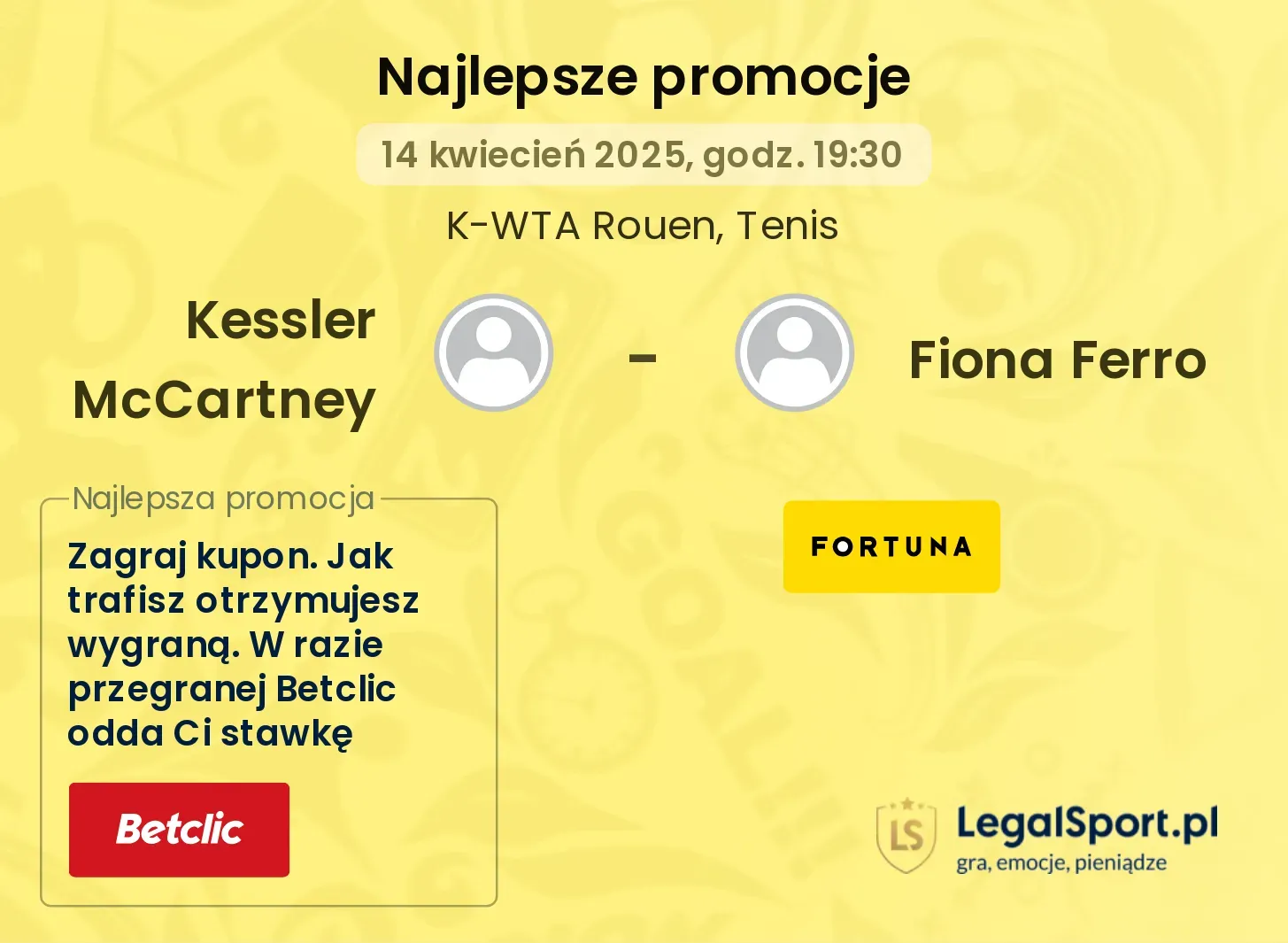 Kessler McCartney - Fiona Ferro promocje u bukmacherów