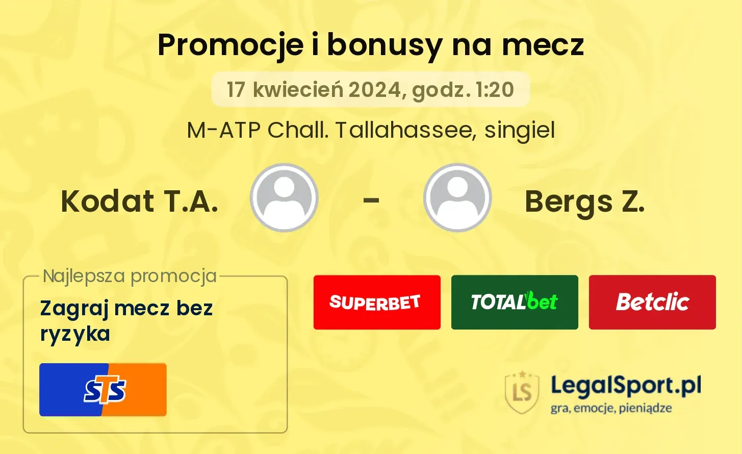 Kodat T.A. - Bergs Z. promocje bonusy na mecz