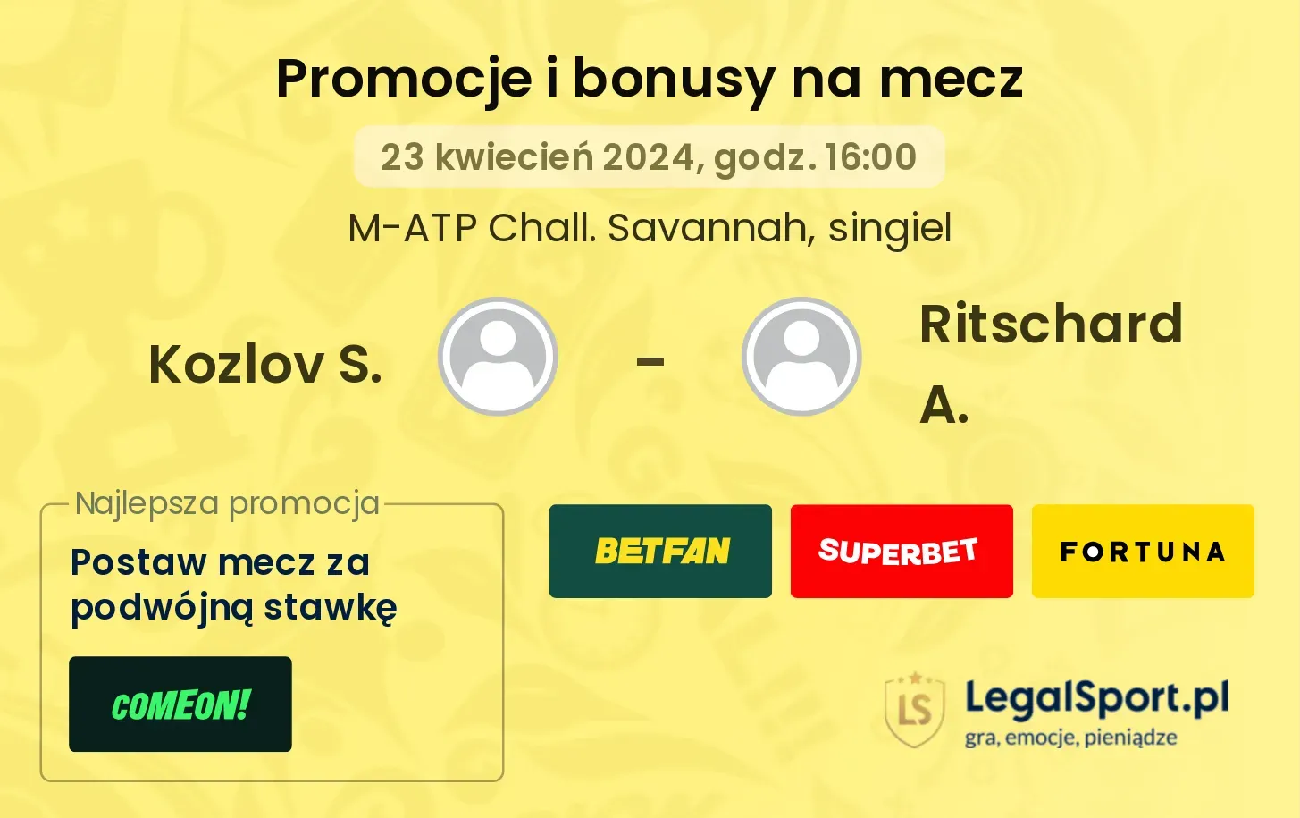 Kozlov S. - Ritschard A. promocje bonusy na mecz