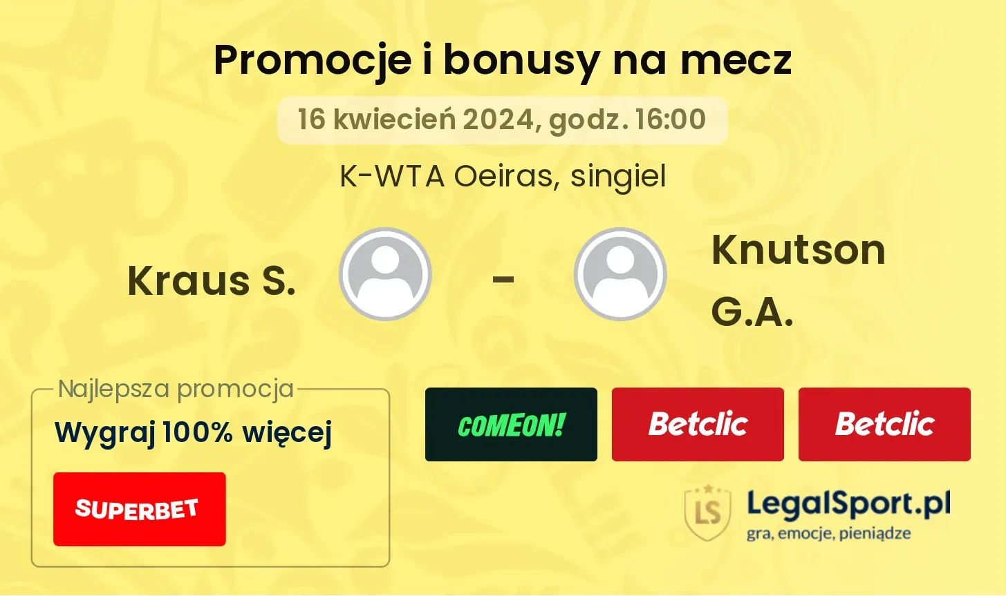 Kraus S. - Knutson G.A. promocje bonusy na mecz