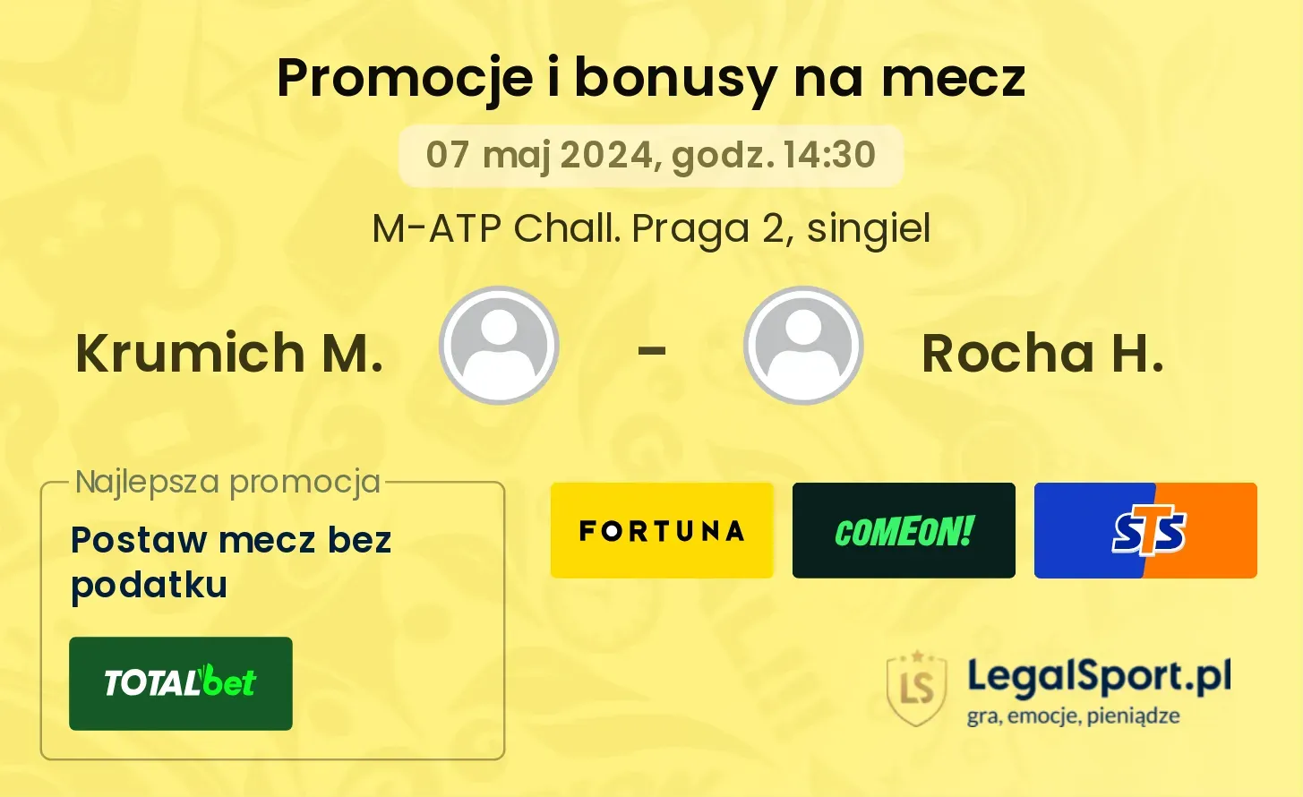 Krumich M. - Rocha H. promocje bonusy na mecz