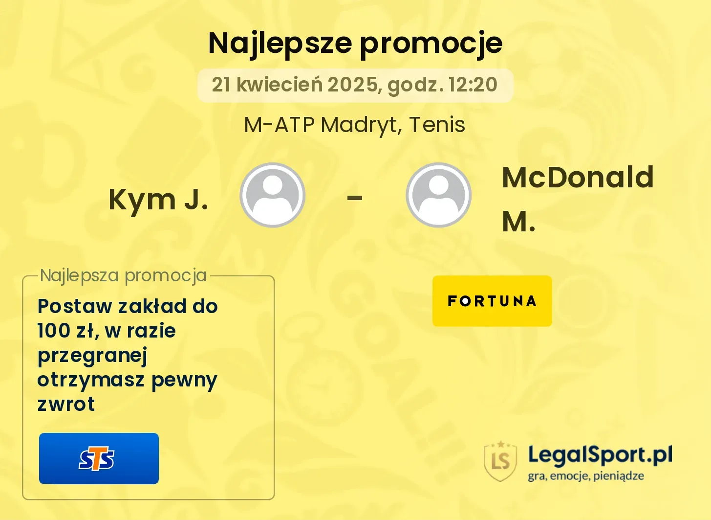Kym J. - McDonald M. promocje u bukmacherów