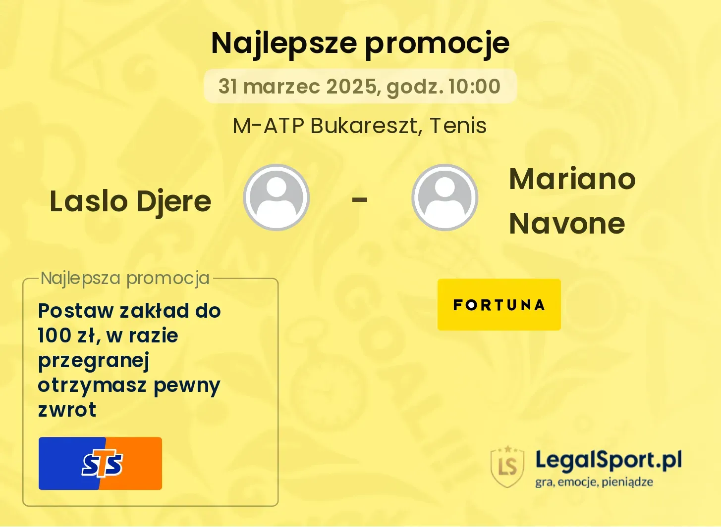 Laslo Djere - Mariano Navone promocje u bukmacherów