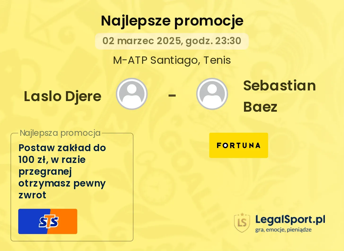 Laslo Djere - Sebastian Baez promocje u bukmacherów