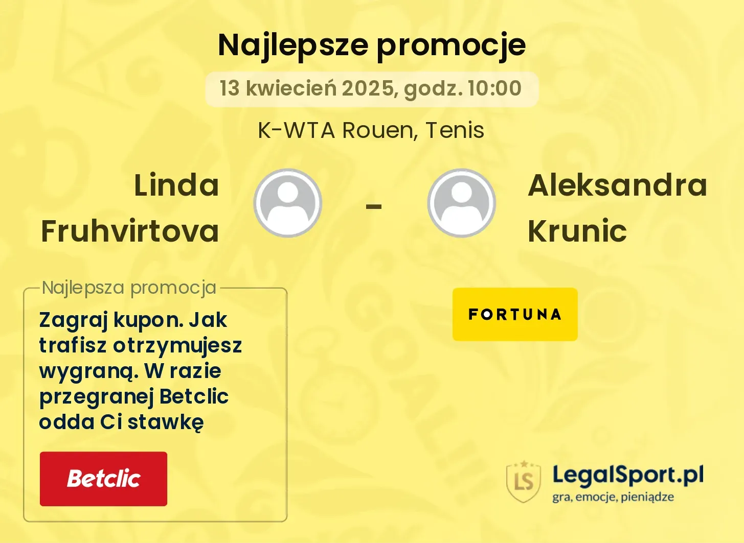 Linda Fruhvirtova - Aleksandra Krunic promocje bukmacherskie
