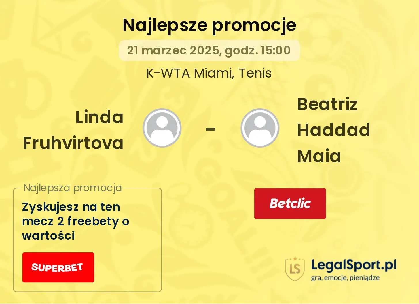 Linda Fruhvirtova - Beatriz Haddad Maia promocje bukmacherskie