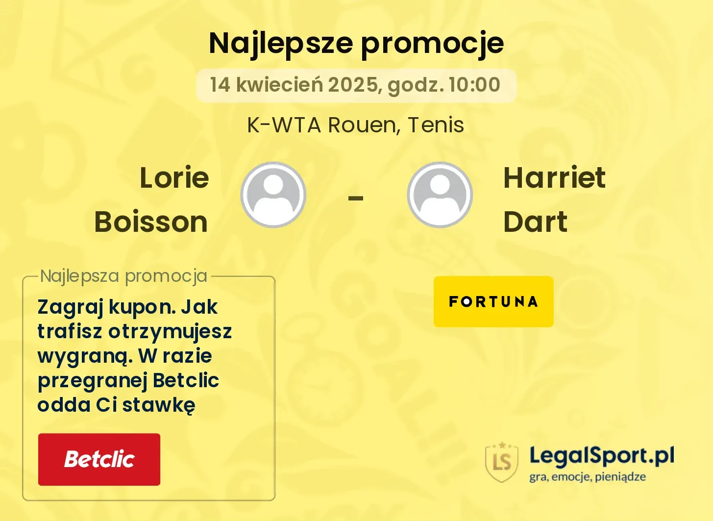Lorie Boisson - Harriet Dart promocje bukmacherskie