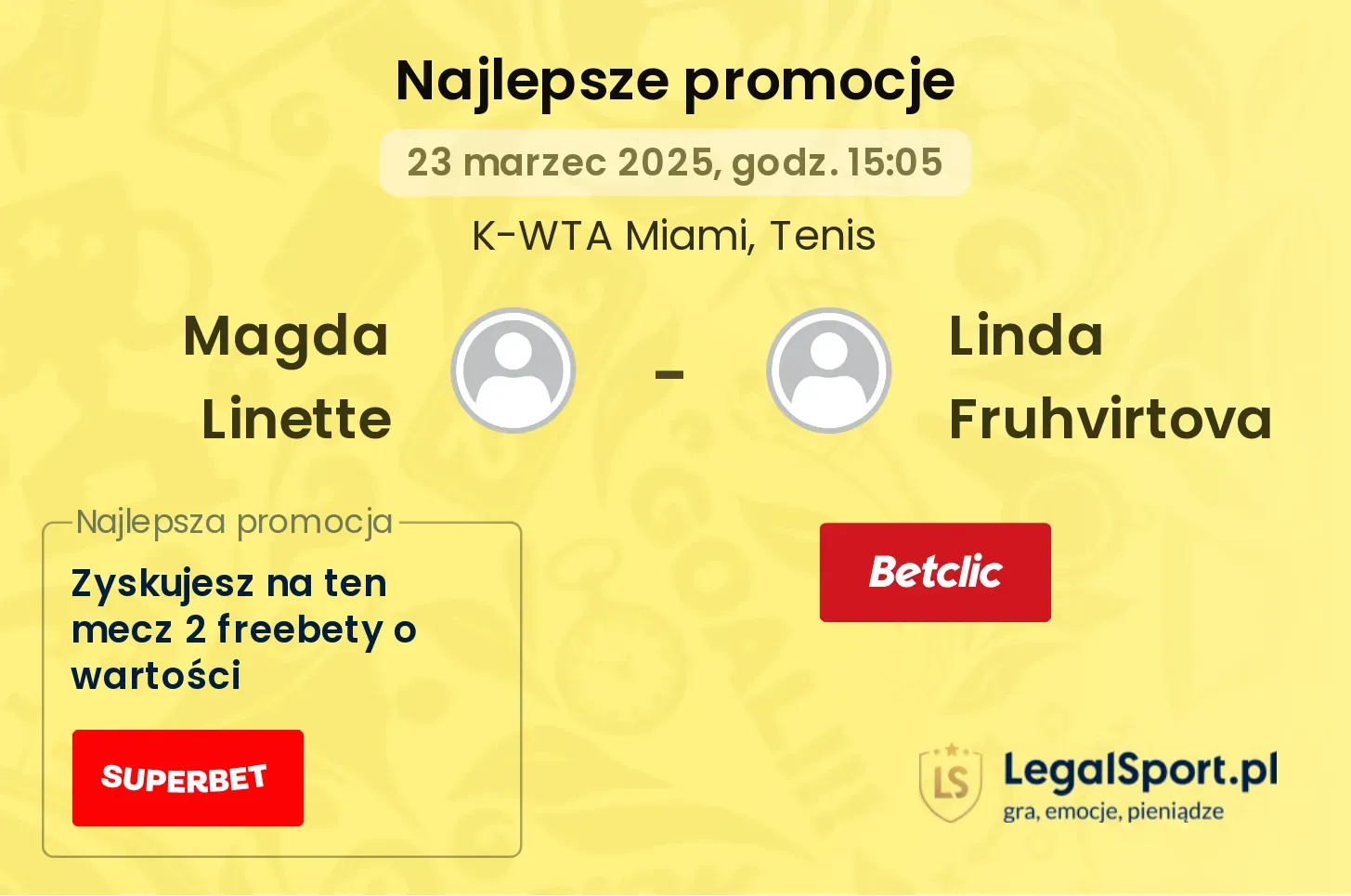 Magda Linette - Linda Fruhvirtova promocje u bukmacherów