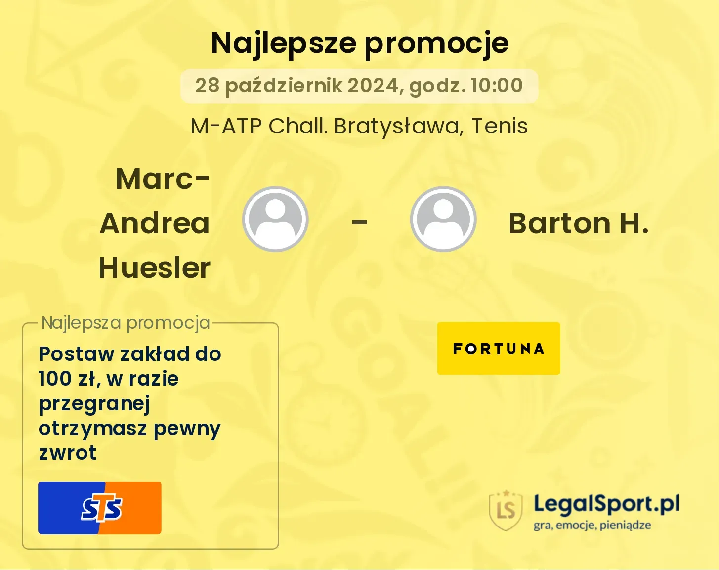 Marc-Andrea Huesler - Barton H. promocje u bukmacherów 28.10, 10:00