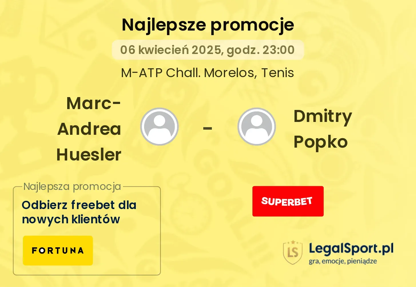 Marc-Andrea Huesler - Dmitry Popko promocje bukmacherskie