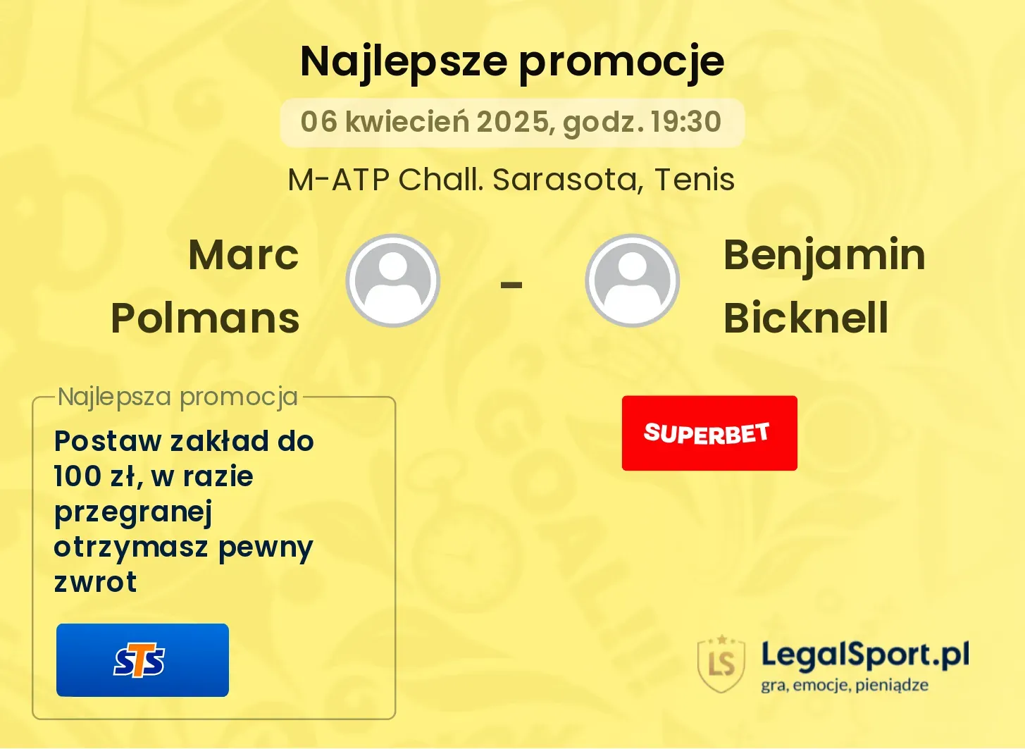 Marc Polmans - Benjamin Bicknell promocje bukmacherskie