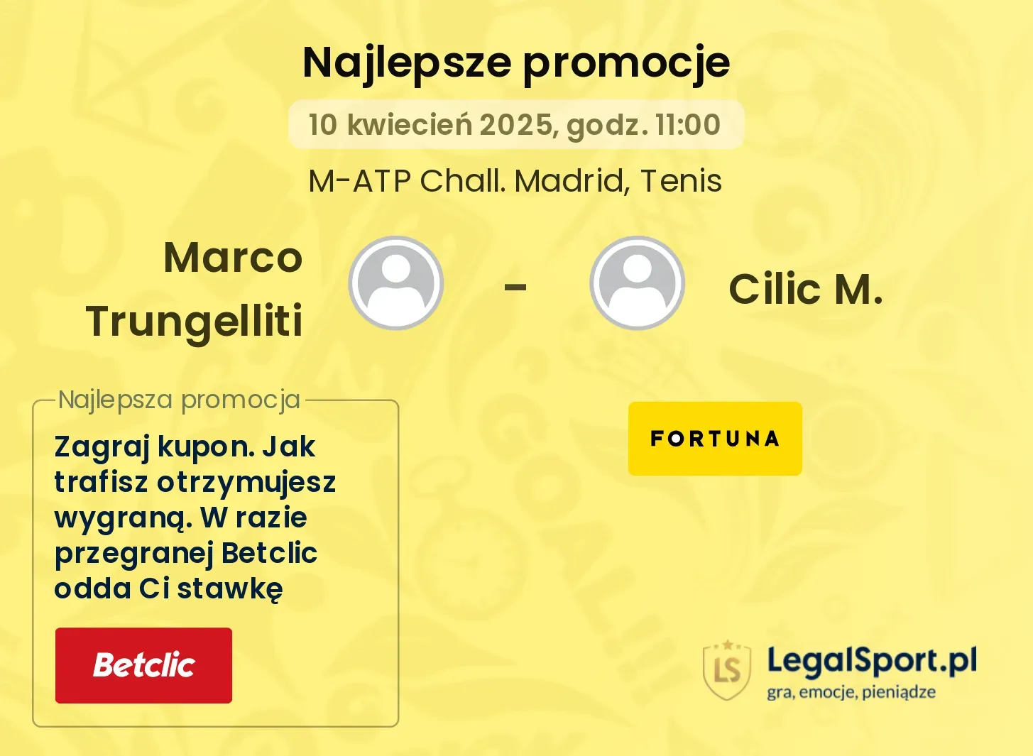 Marco Trungelliti - Cilic M. promocje u bukmacherów