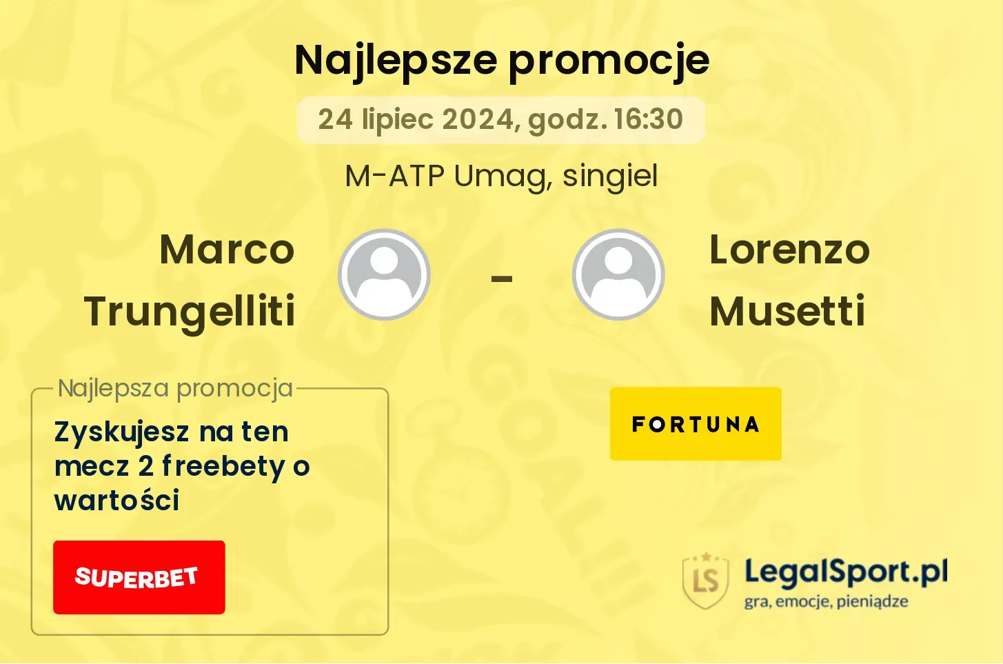 Marco Trungelliti - Lorenzo Musetti promocje bukmacherskie (24.07, 16:30)