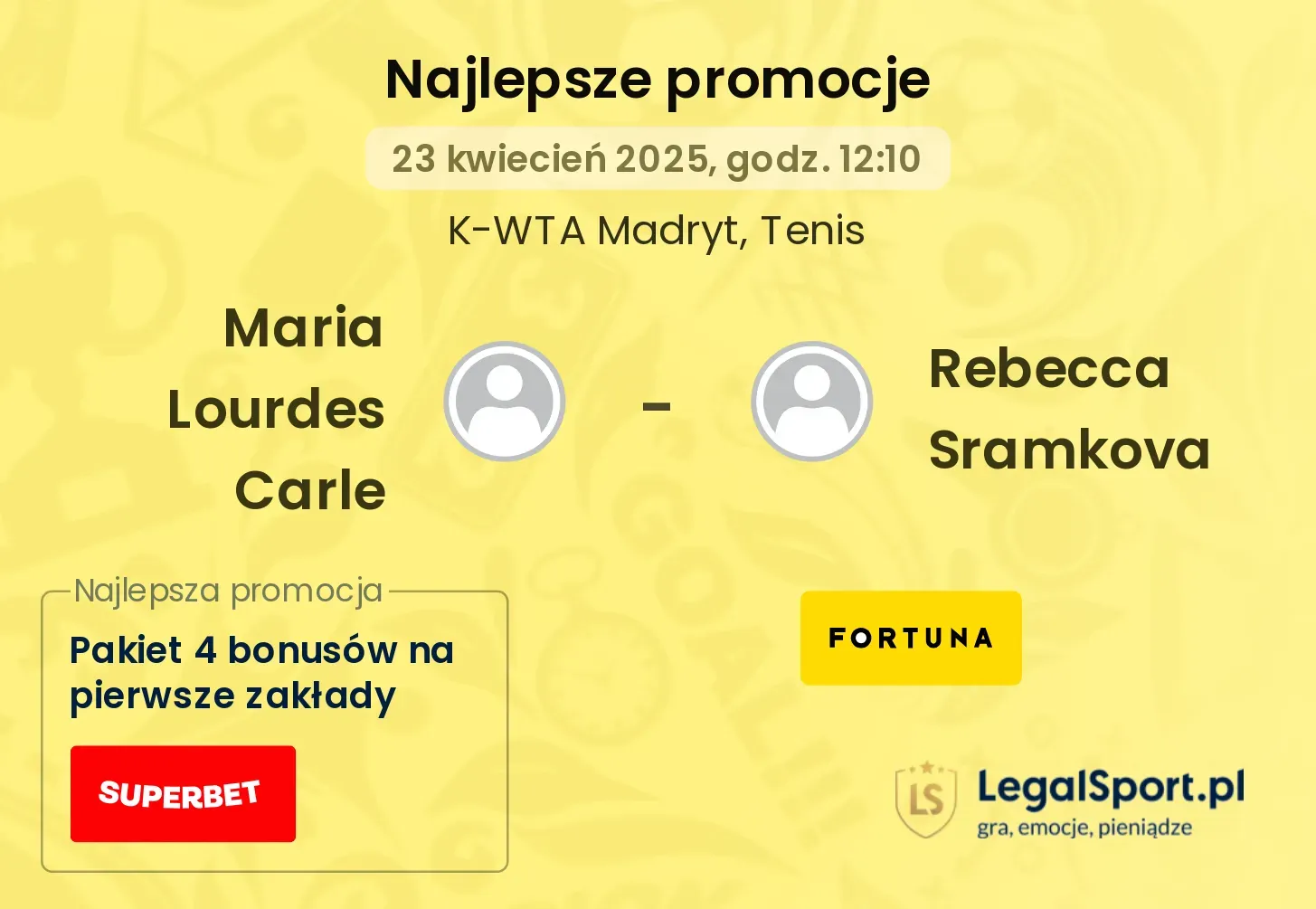 Maria Lourdes Carle - Rebecca Sramkova promocje u bukmacherów