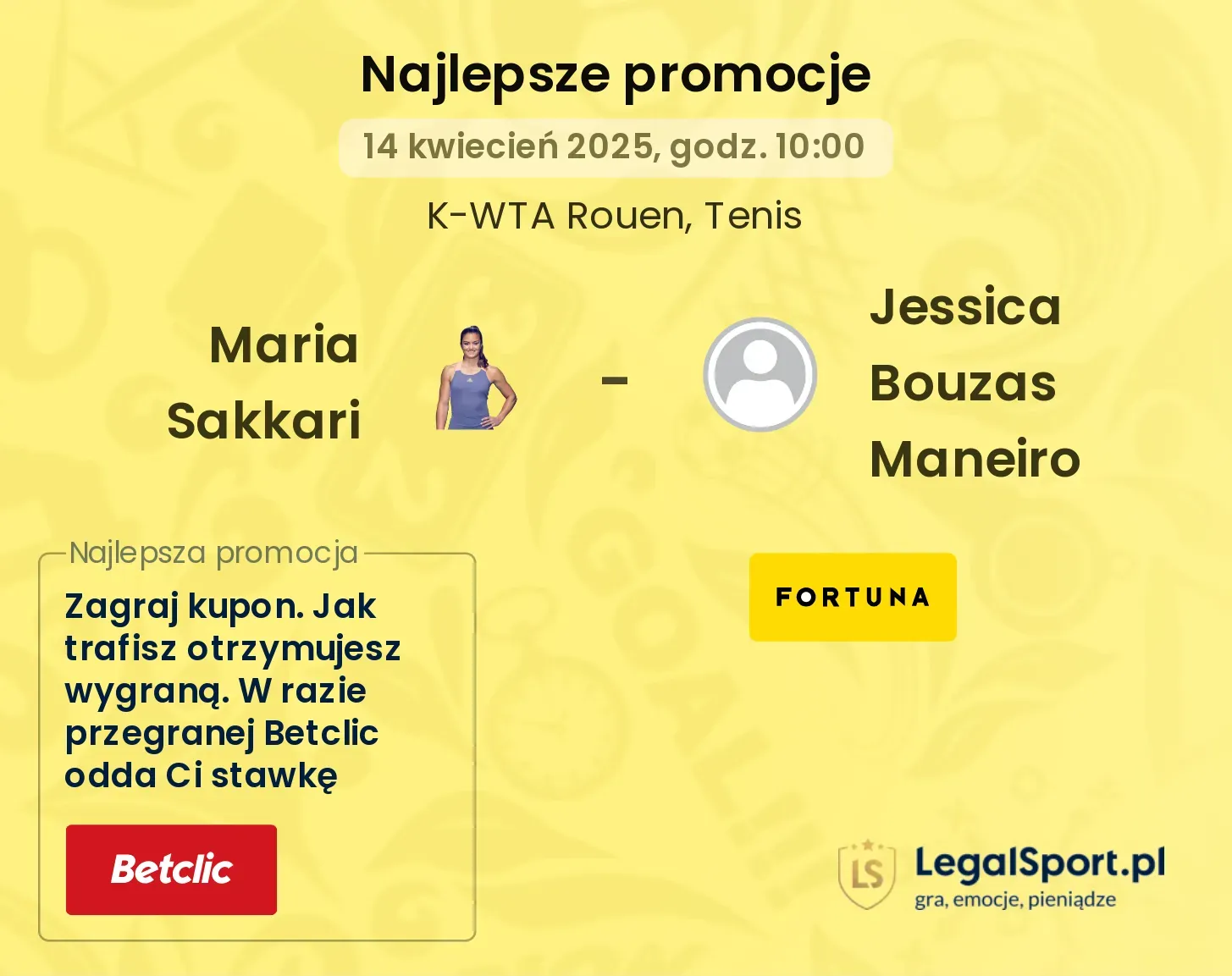 Maria Sakkari - Jessica Bouzas Maneiro promocje bukmacherskie