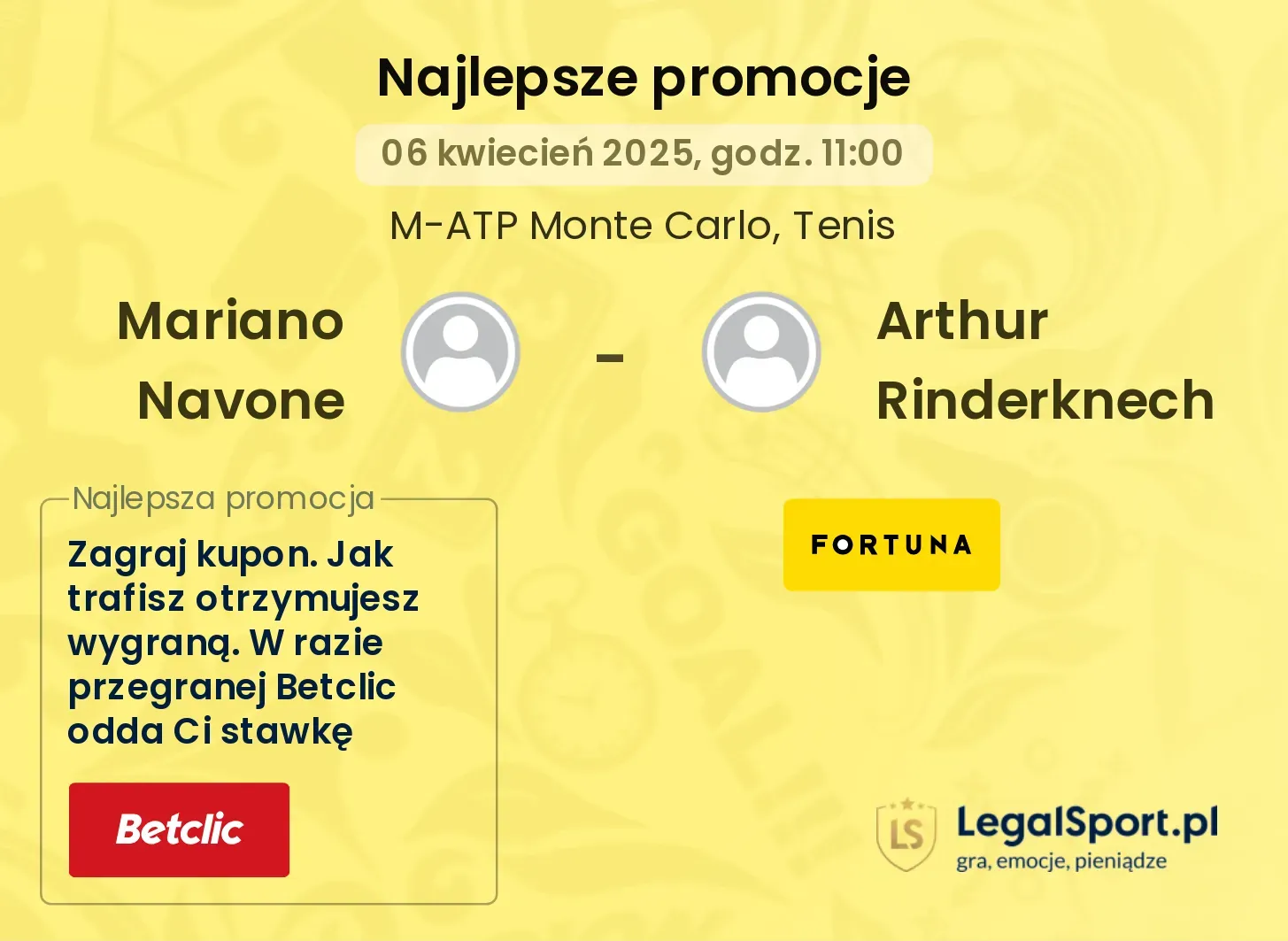 Mariano Navone - Arthur Rinderknech promocje u bukmacherów