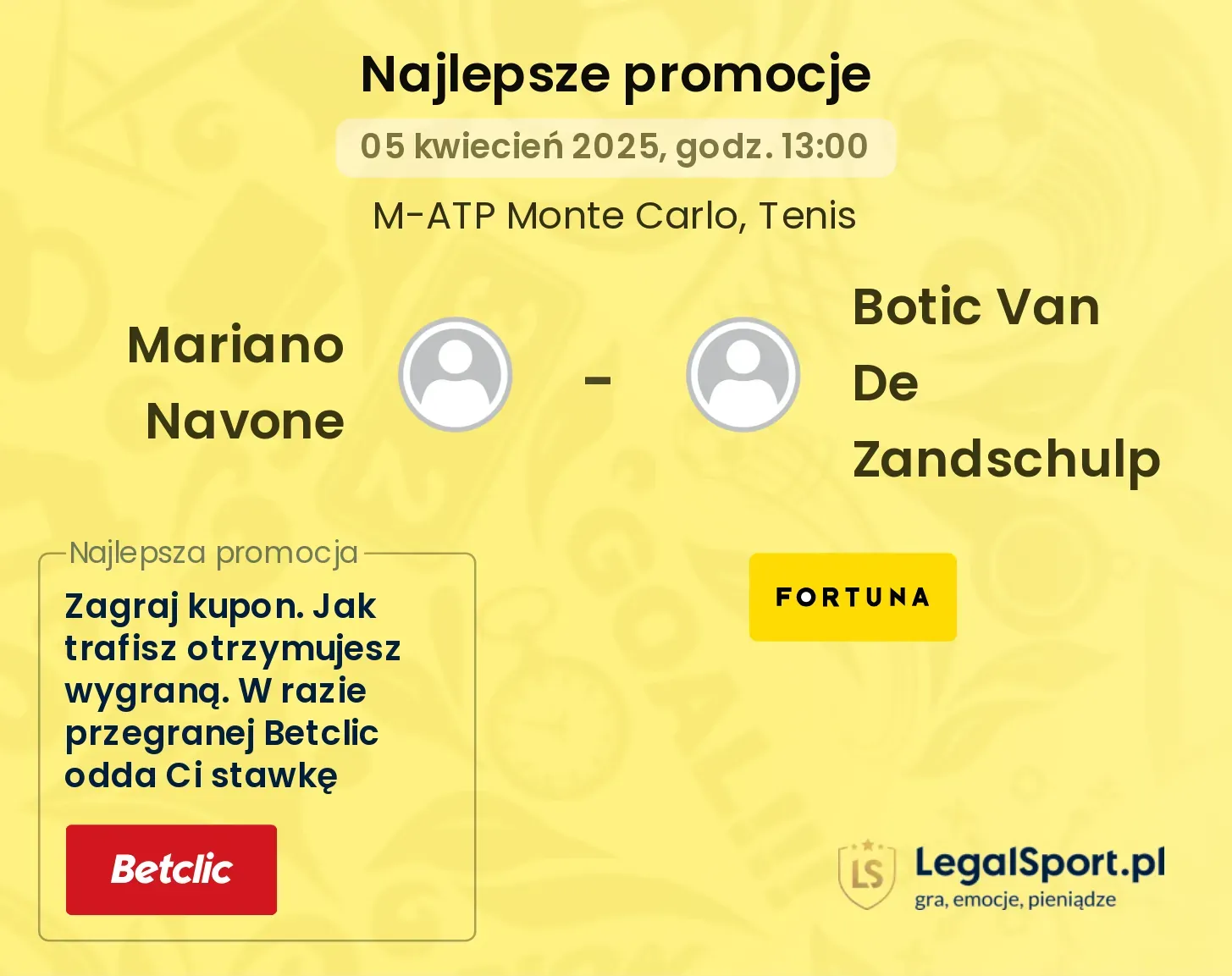 Mariano Navone - Botic Van De Zandschulp promocje u bukmacherów