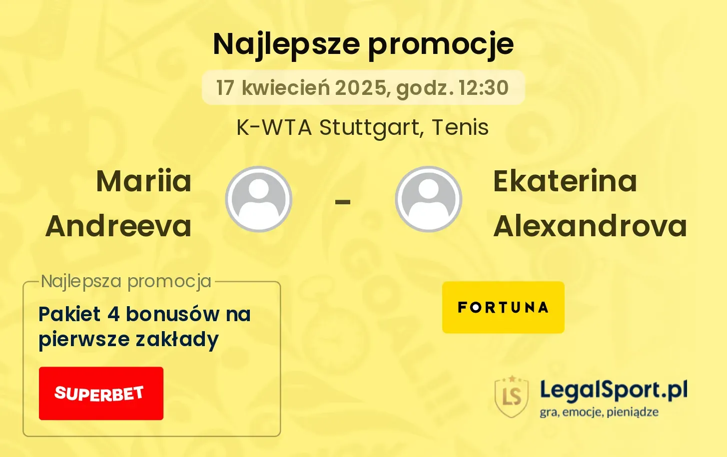 Mariia Andreeva - Ekaterina Alexandrova promocje bukmacherskie