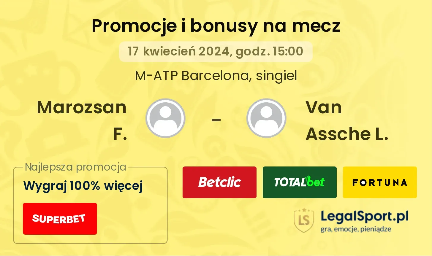 Marozsan F. - Van Assche L. promocje bonusy na mecz