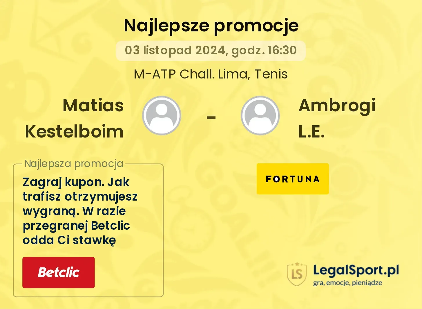 Matias Kestelboim - Ambrogi L.E. promocje u bukmacherów 03.11, 16:30