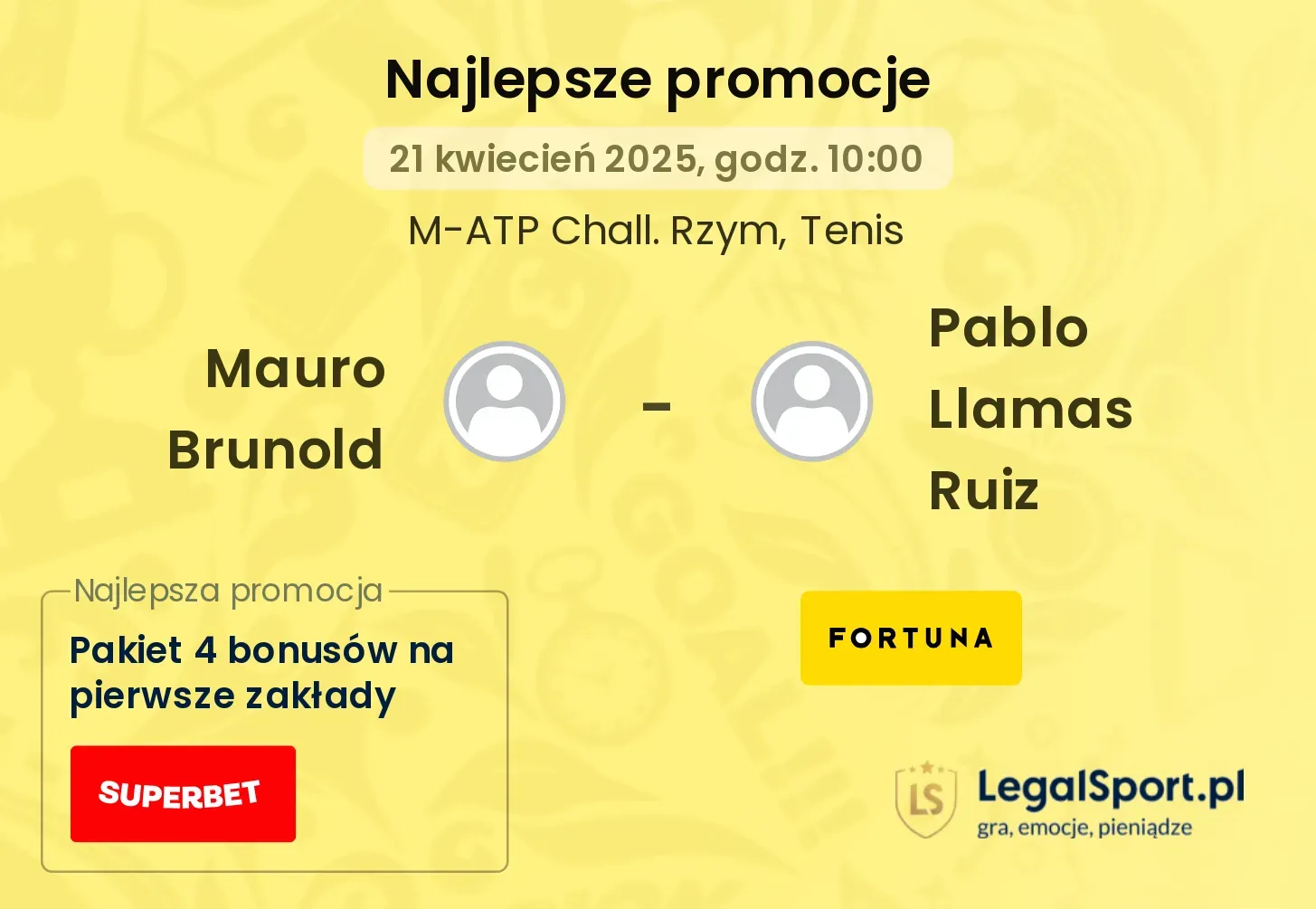 Mauro Brunold - Pablo Llamas Ruiz promocje bukmacherskie