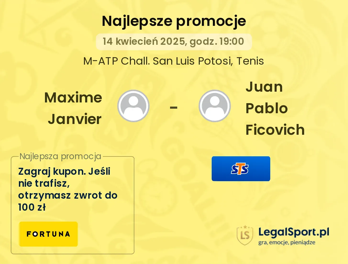 Maxime Janvier - Juan Pablo Ficovich promocje u bukmacherów