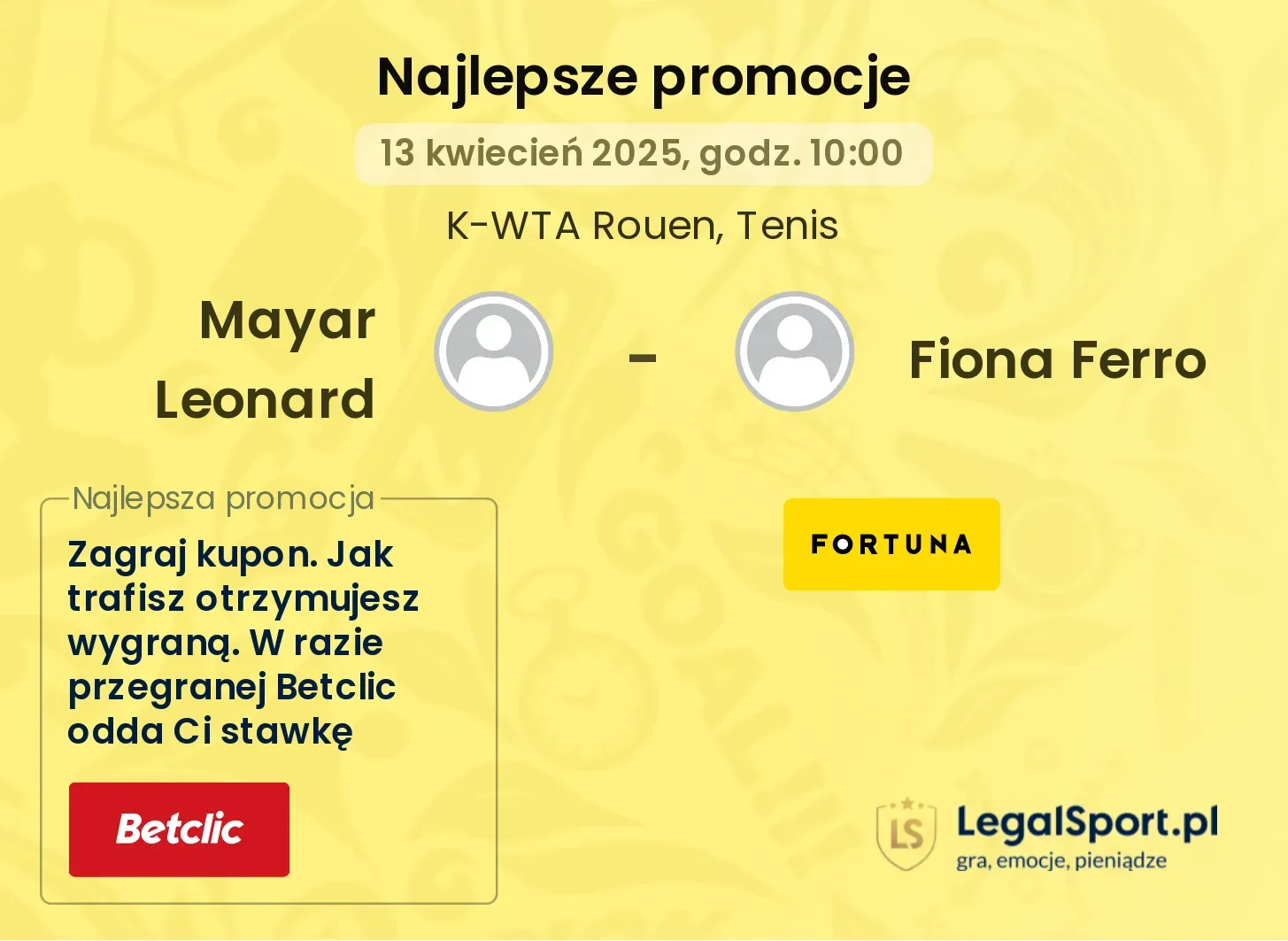 Mayar Leonard - Fiona Ferro promocje u bukmacherów