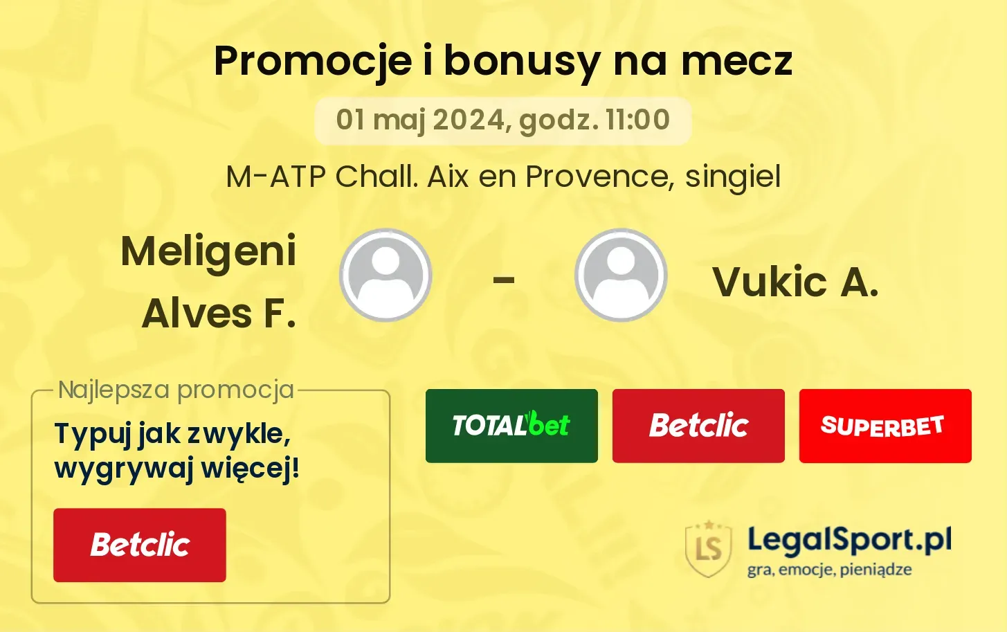 Meligeni Alves F. - Vukic A. promocje bonusy na mecz